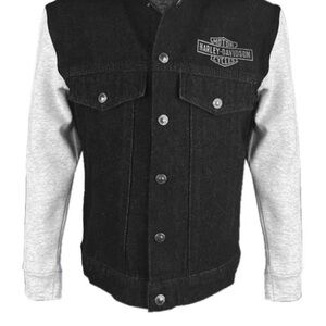 Like New Toddler 2/3T Harley-Davidson Black and Gray Black Denim Hooded Jacket